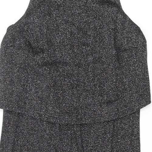 Topshop Womens Silver Viscose Tank Dress Size 8 Round Neck Pullover - Layered Glitter