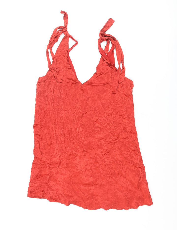 Urban Outfitters Womens Red Polyester Slip Dress Size M V-Neck Tie - Bow
