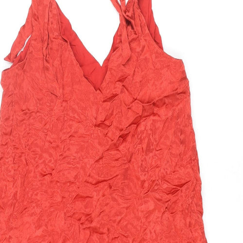 Urban Outfitters Womens Red Polyester Slip Dress Size M V-Neck Tie - Bow