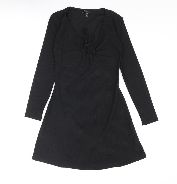 New Look Womens Black Polyester A-Line Size 8 V-Neck Tie - Keyhole