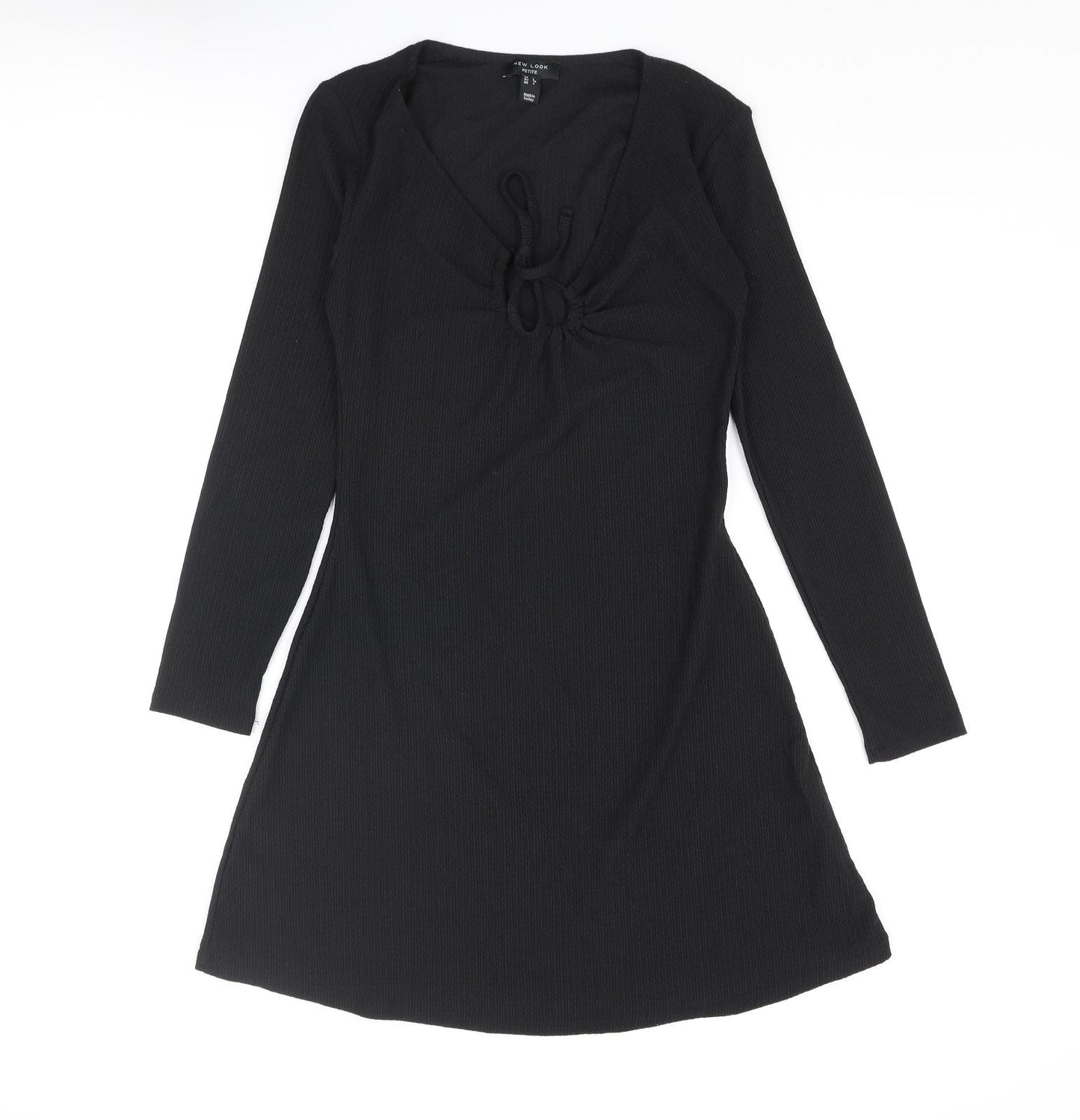 New Look Womens Black Polyester A-Line Size 8 V-Neck Tie - Keyhole