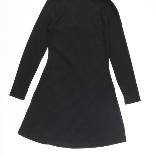 New Look Womens Black Polyester A-Line Size 8 V-Neck Tie - Keyhole