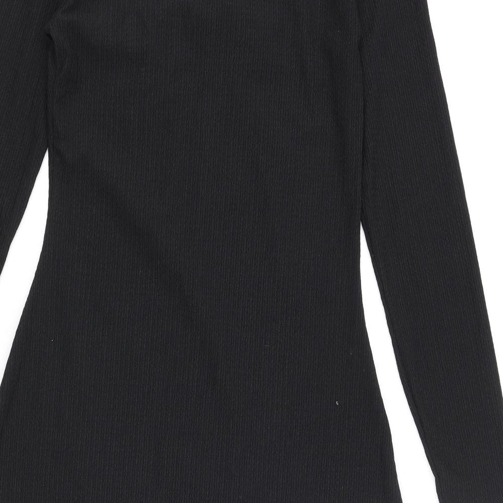 New Look Womens Black Polyester A-Line Size 8 V-Neck Tie - Keyhole