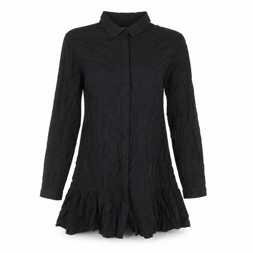 Monki Womens Black Viscose Shirt Dress Size M Collared Button - Frill