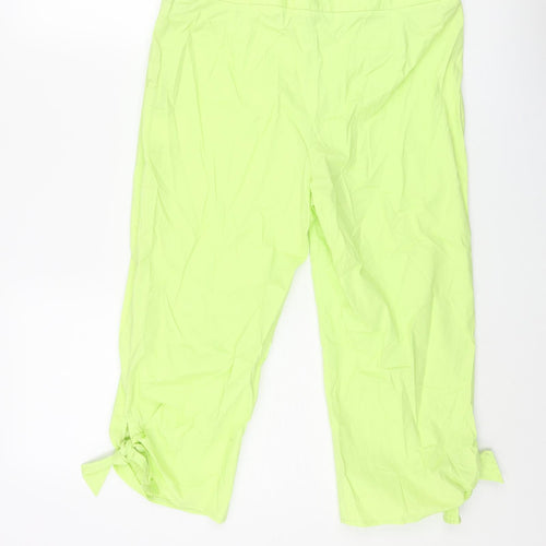 Burton Womens Green Cotton Capri Trousers Size 12 Regular Zip - Bow Hem