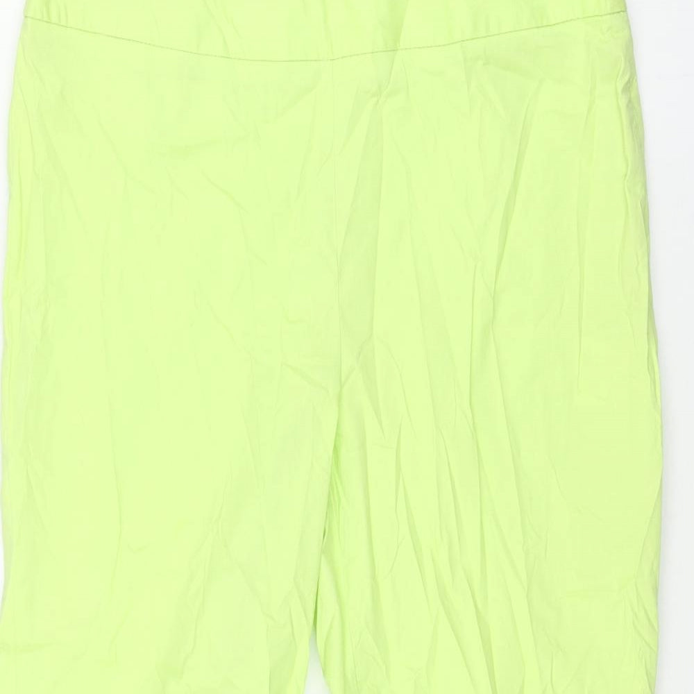 Burton Womens Green Cotton Capri Trousers Size 12 Regular Zip - Bow Hem