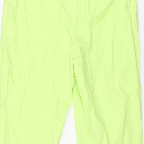 Burton Womens Green Cotton Capri Trousers Size 12 Regular Zip - Bow Hem