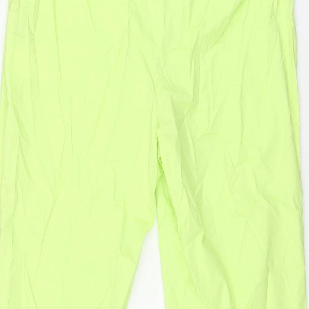 Burton Womens Green Cotton Capri Trousers Size 12 Regular Zip - Bow Hem