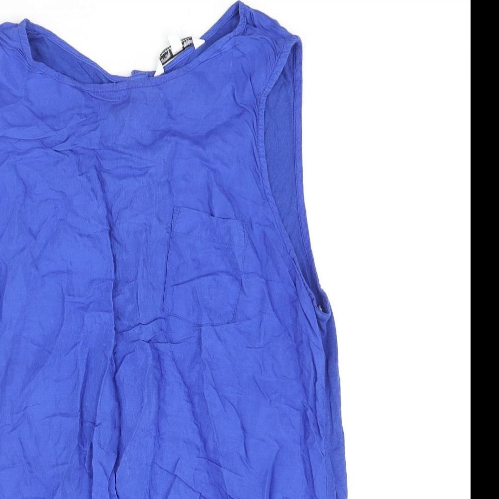 New Look Womens Blue Viscose Camisole Blouse Size 14 Round Neck