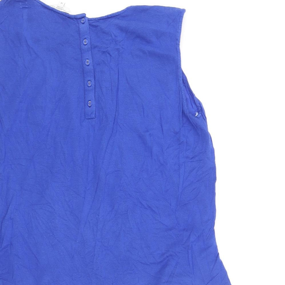 New Look Womens Blue Viscose Camisole Blouse Size 14 Round Neck