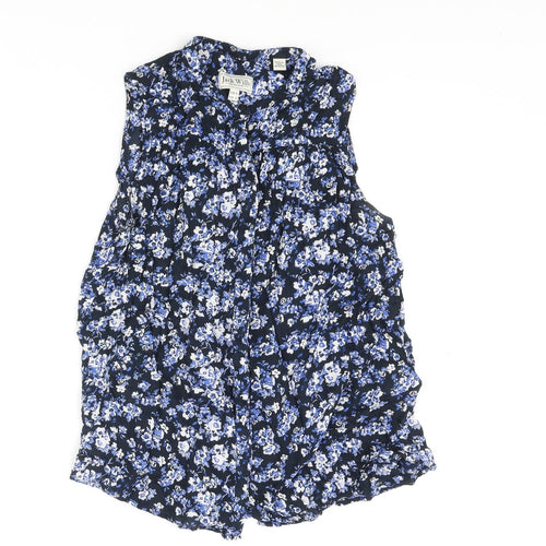 Jack Wills Womens Blue Floral Viscose Camisole Blouse Size 8 Collared