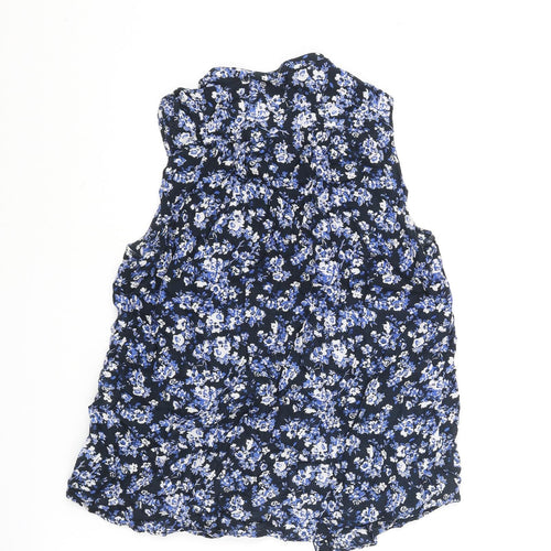 Jack Wills Womens Blue Floral Viscose Camisole Blouse Size 8 Collared