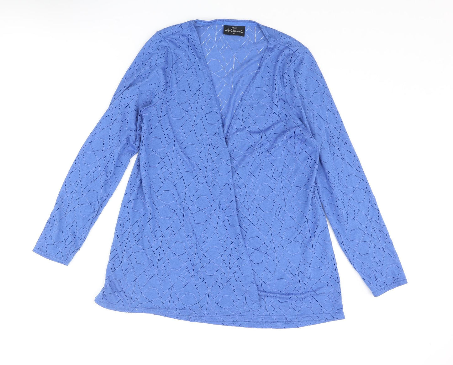 NEXT Womens Blue V-Neck Geometric Polyester Cardigan Jumper Size 12