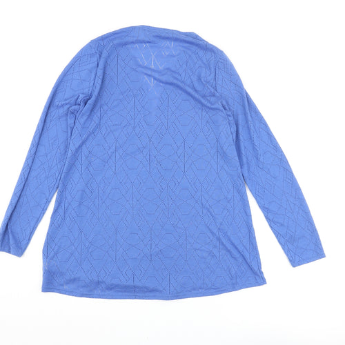 NEXT Womens Blue V-Neck Geometric Polyester Cardigan Jumper Size 12