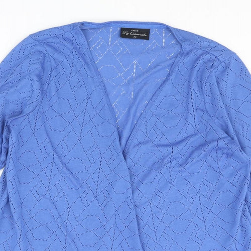 NEXT Womens Blue V-Neck Geometric Polyester Cardigan Jumper Size 12