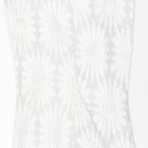 River Island Womens Silver Floral Polyester Bodycon Size 8 Round Neck Zip