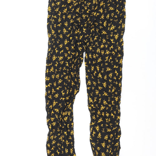 New Look Womens Black Floral Viscose Trousers Size 8 L28 in Regular