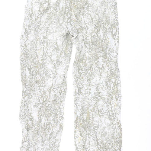 Zara Womens Beige Animal Print Viscose Trousers Size M L33 in Regular Zip - Snake Print