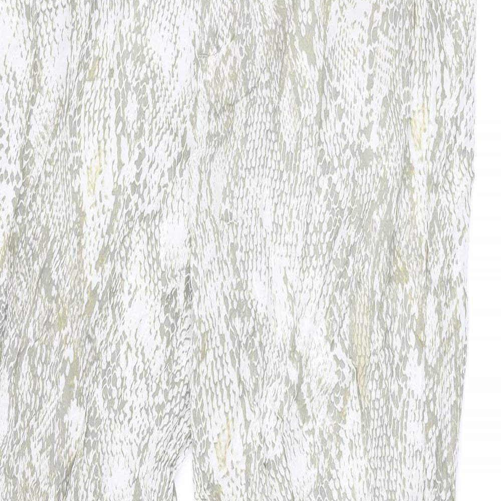 Zara Womens Beige Animal Print Viscose Trousers Size M L33 in Regular Zip - Snake Print