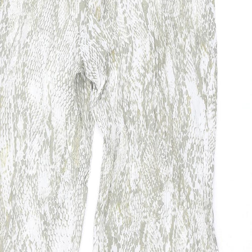 Zara Womens Beige Animal Print Viscose Trousers Size M L33 in Regular Zip - Snake Print