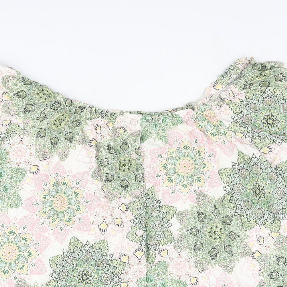 Fat Face Womens Multicoloured Geometric Viscose Basic Blouse Size 16 Round Neck