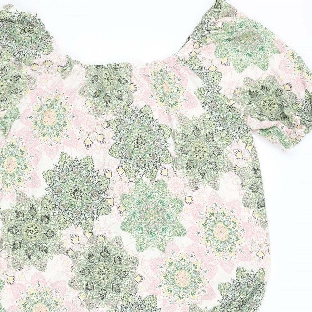 Fat Face Womens Multicoloured Geometric Viscose Basic Blouse Size 16 Round Neck