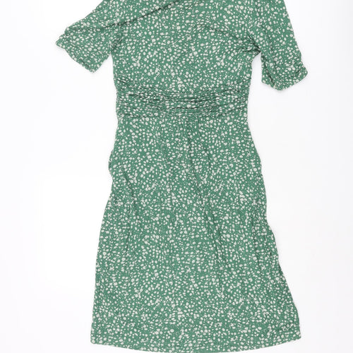 Great Plains London Womens Green Polka Dot Viscose Shift Size XS V-Neck Pullover - Rouched