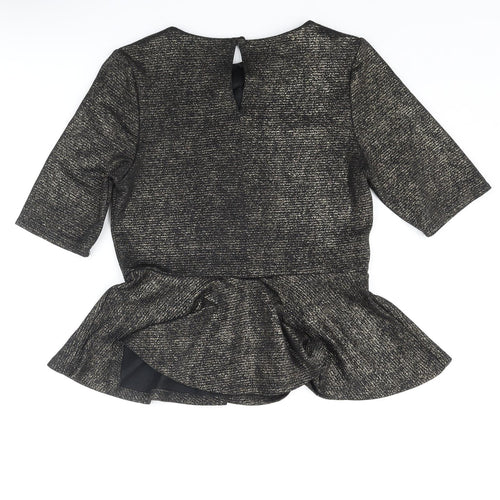 Dorothy Perkins Womens Gold Polyester Basic Blouse Size 14 Round Neck - Peplum