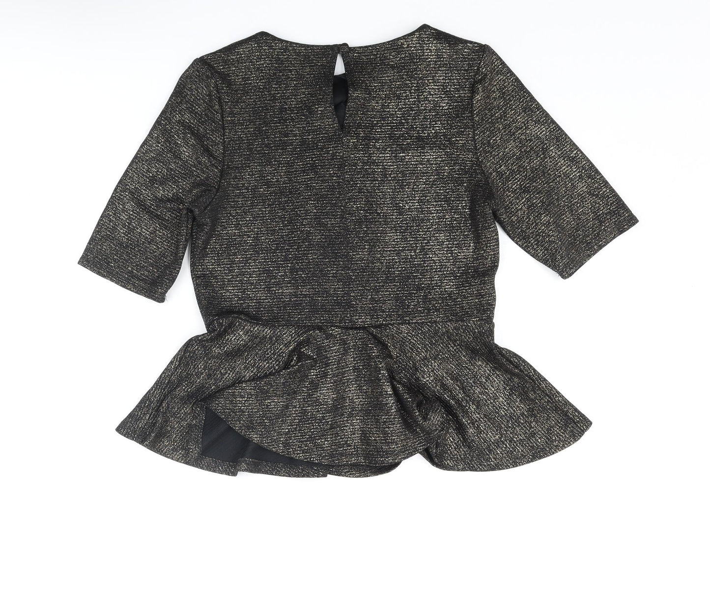Dorothy Perkins Womens Gold Polyester Basic Blouse Size 14 Round Neck - Peplum