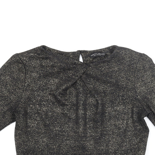 Dorothy Perkins Womens Gold Polyester Basic Blouse Size 14 Round Neck - Peplum