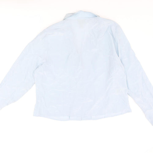 Laura Ashley Womens Blue Silk Basic Button-Up Size 18 Collared