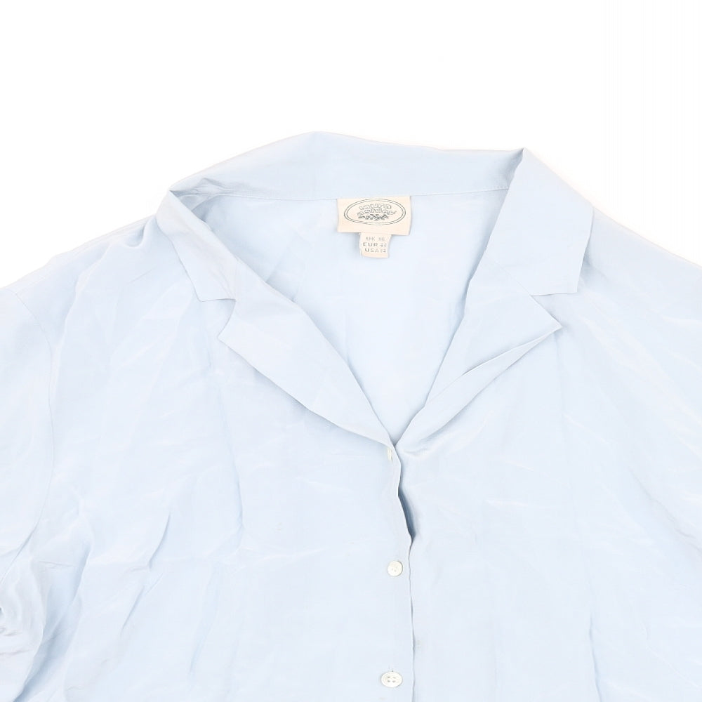 Laura Ashley Womens Blue Silk Basic Button-Up Size 18 Collared