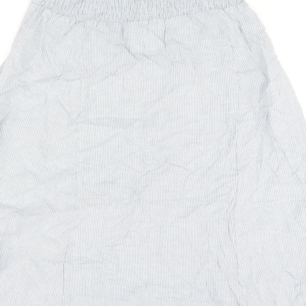 Goubi Womens Blue Striped Cotton A-Line Skirt Size M - Logo