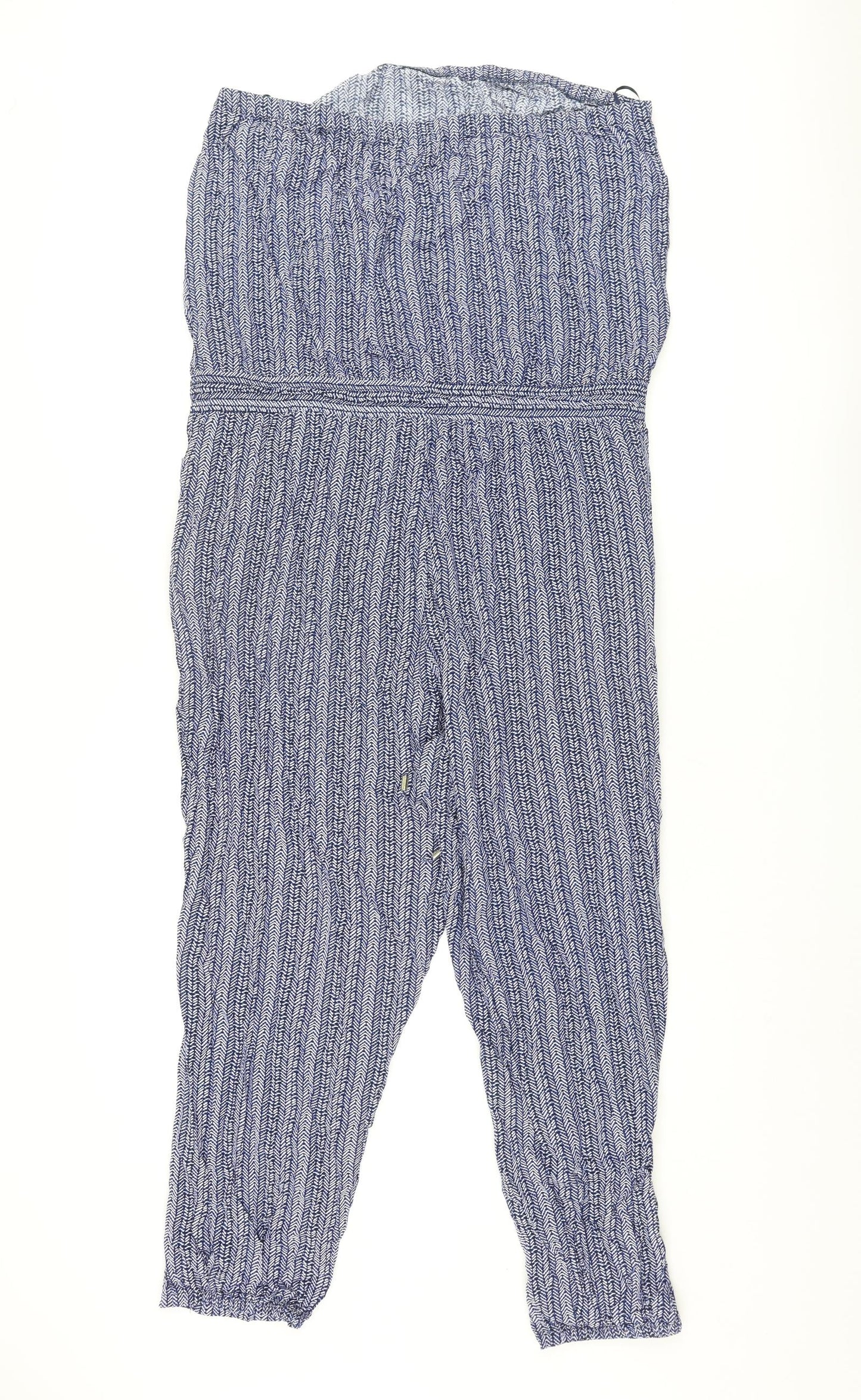 Gap Womens Blue Geometric Viscose Jumpsuit One-Piece Size XL L26 in Pullover - Drawstring Waist