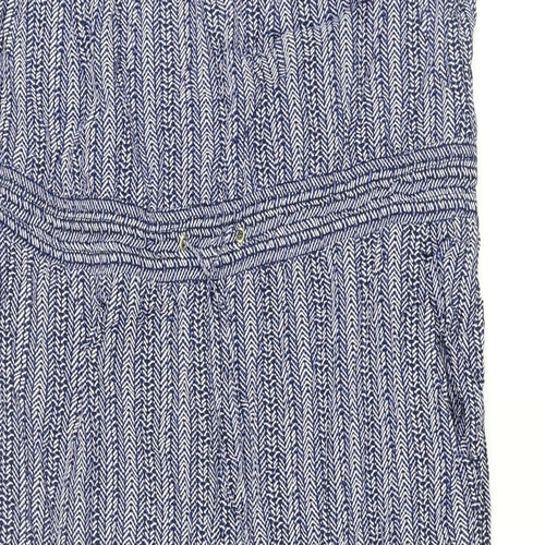 Gap Womens Blue Geometric Viscose Jumpsuit One-Piece Size XL L26 in Pullover - Drawstring Waist