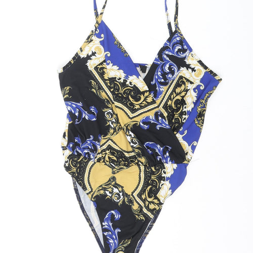 New Look Womens Multicoloured Geometric Polyester Playsuit One-Piece Size 8 Snap