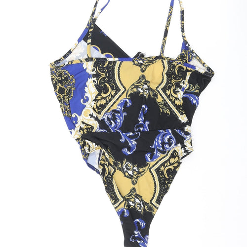 New Look Womens Multicoloured Geometric Polyester Playsuit One-Piece Size 8 Snap