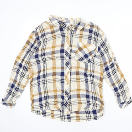 Warehouse Womens Multicoloured Plaid Viscose Basic Button-Up Size 6 Collared