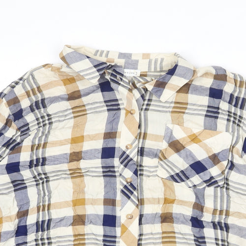 Warehouse Womens Multicoloured Plaid Viscose Basic Button-Up Size 6 Collared