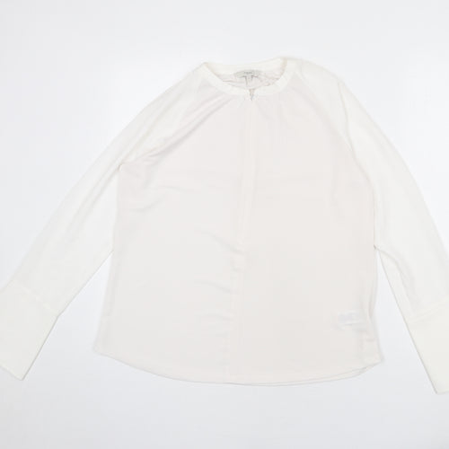 NEXT Womens White Polyester Basic Blouse Size 14 Round Neck