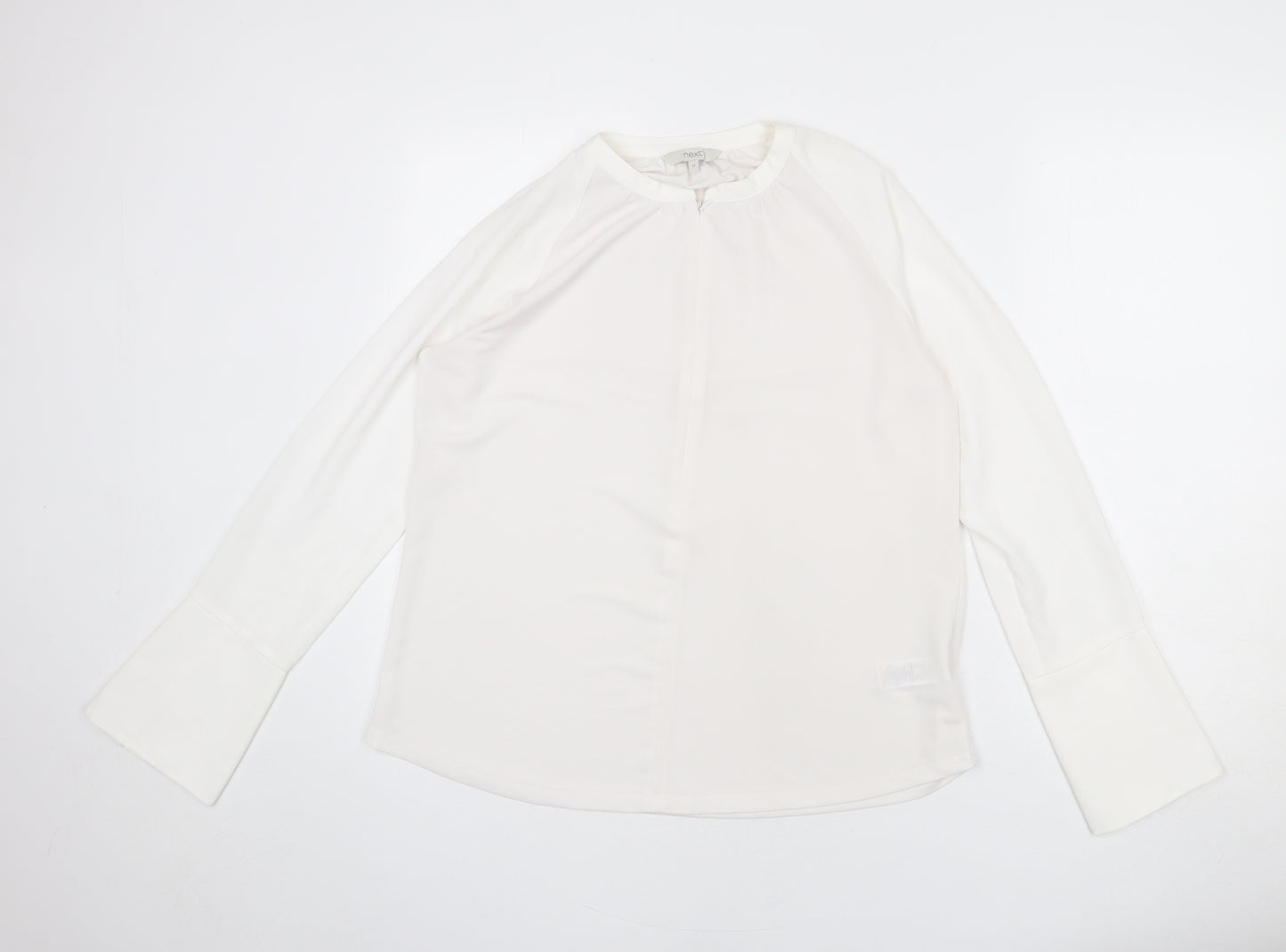 NEXT Womens White Polyester Basic Blouse Size 14 Round Neck