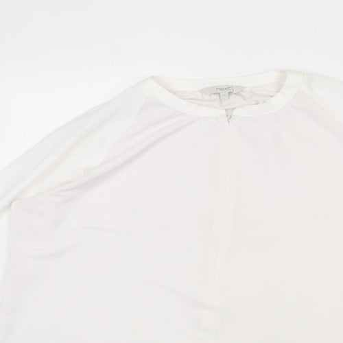 NEXT Womens White Polyester Basic Blouse Size 14 Round Neck