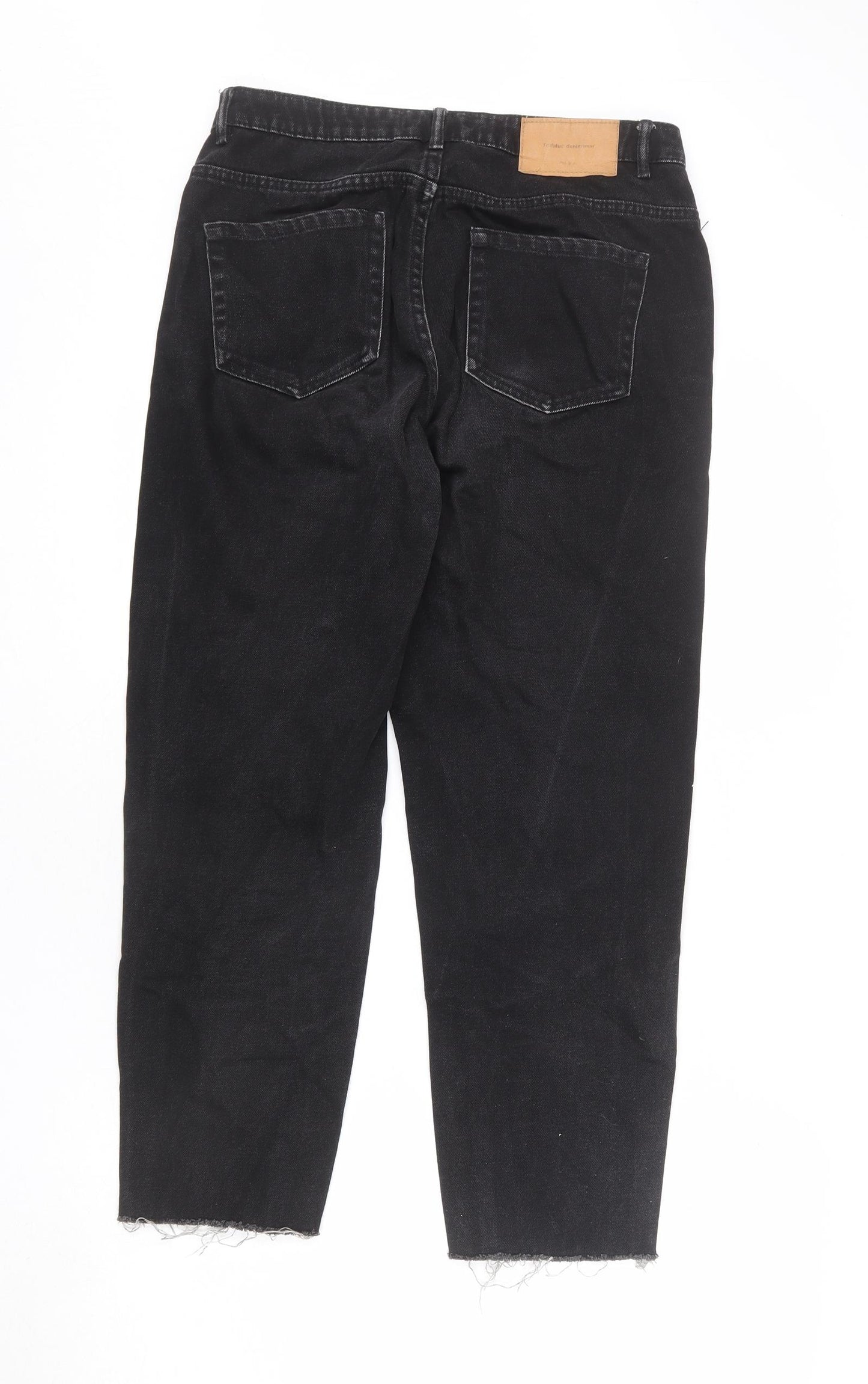 Zara Womens Black Cotton Straight Jeans Size 10 L25 in Regular Zip