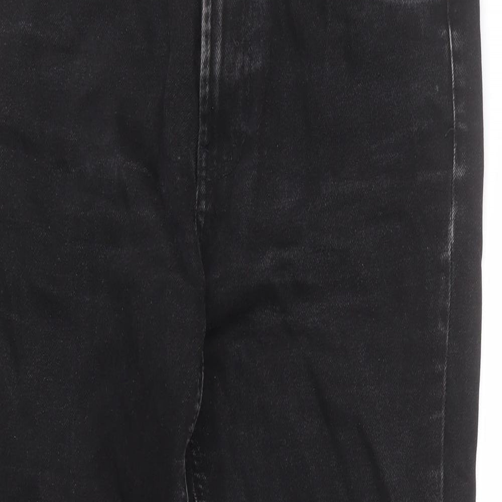 Zara Womens Black Cotton Straight Jeans Size 10 L25 in Regular Zip