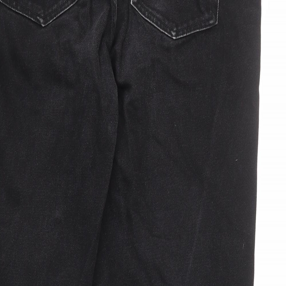 Zara Womens Black Cotton Straight Jeans Size 10 L25 in Regular Zip
