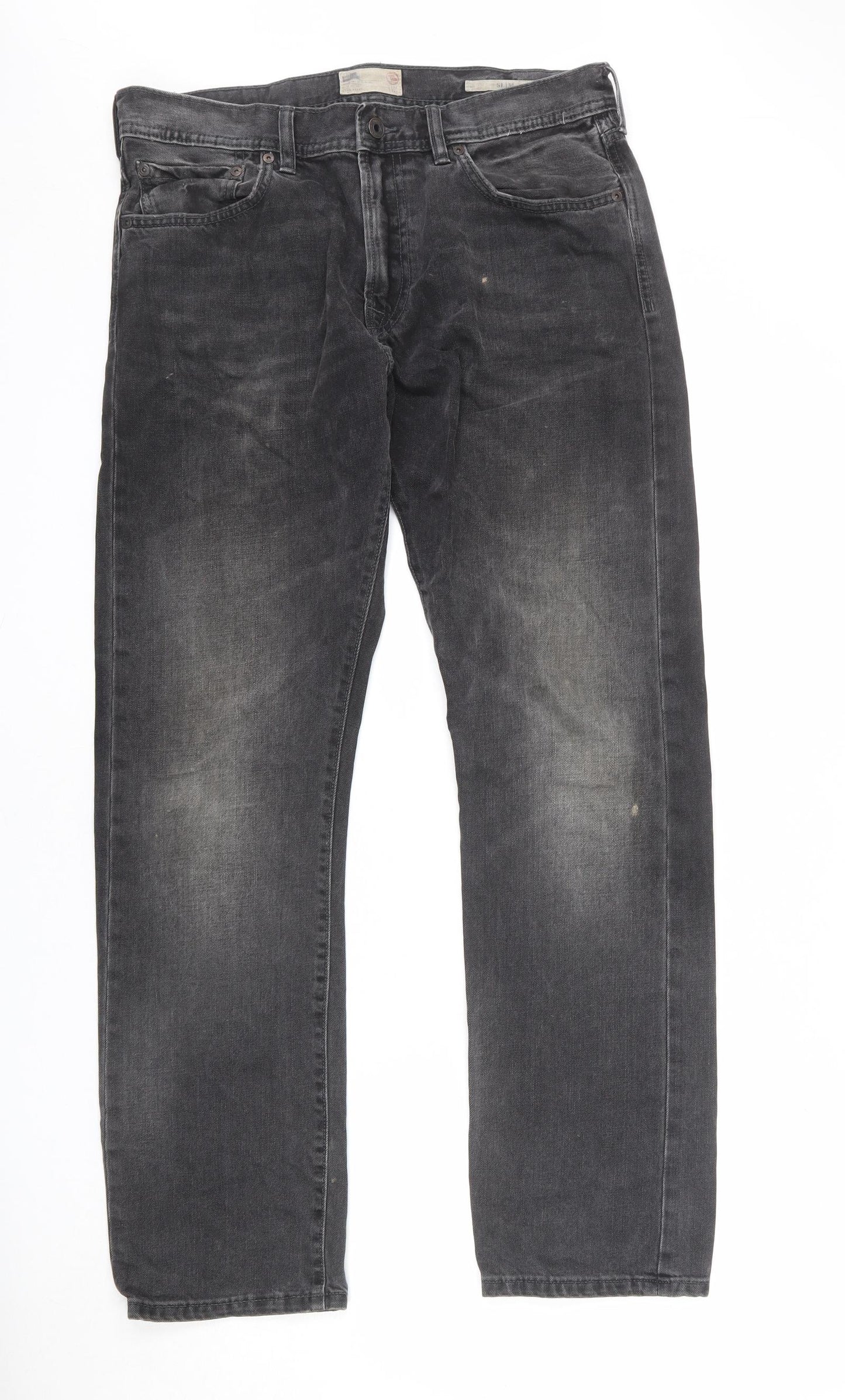 North Coast Mens Grey Cotton Straight Jeans Size 34 in L31 in Regular Zip