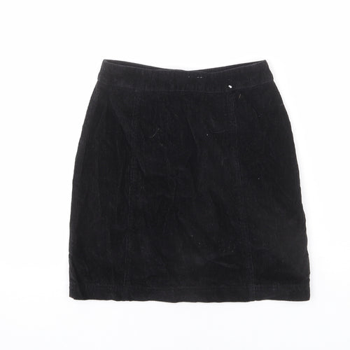 Jack Wills Womens Black Cotton A-Line Skirt Size 6 Zip