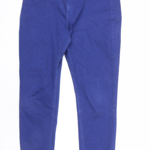 Marks and Spencer Womens Blue Cotton Skinny Jeans Size 12 L24 in Regular Zip - Short Length