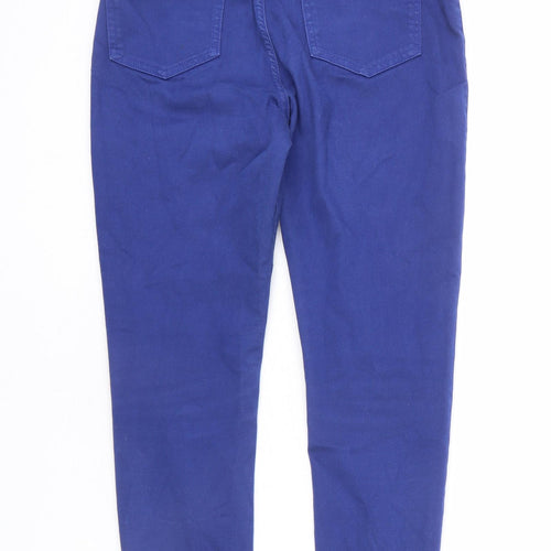 Marks and Spencer Womens Blue Cotton Skinny Jeans Size 12 L24 in Regular Zip - Short Length