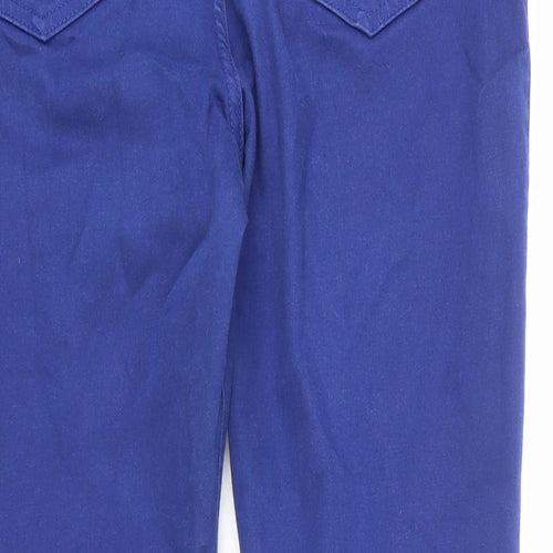 Marks and Spencer Womens Blue Cotton Skinny Jeans Size 12 L24 in Regular Zip - Short Length